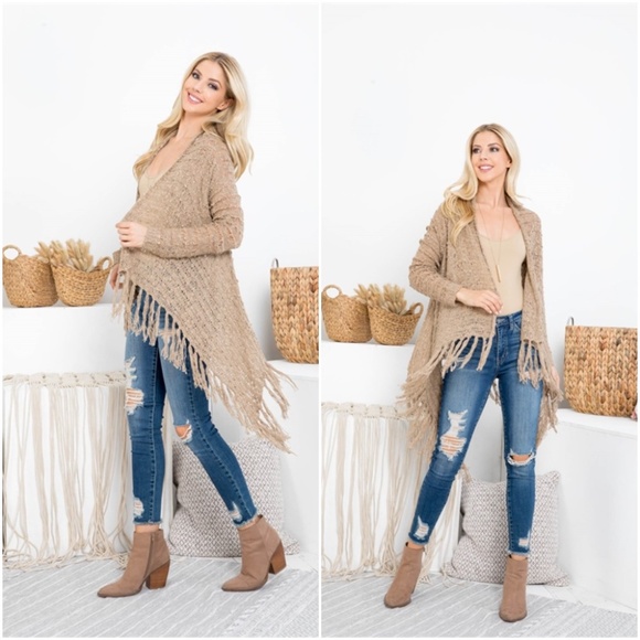 #12 Mocha fringe cardigan sweater - Picture 4 of 15